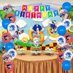 Sonic födelsedagsballonger Banner Cake Insert Party Accessoarer