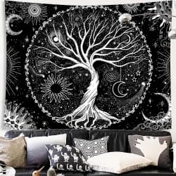 Gobeläng Sun Moon Tree Vägghängande Sängkappa Sovrumsfilt Mat 200*150cm