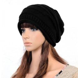 Mode Varm vinter Kvinnor Basker Flätad Stickad Beanie Hat Ski Cap black