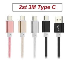 2st 3m Hög kvalitet USB-C snabbladdning laddare kabel Type-C Vit
