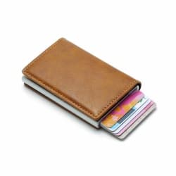 Brun RFID - NFC Skydd Läder Plånbok Korthållare 6st Kort Brun one size