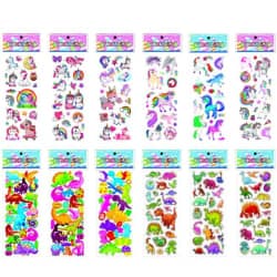 12st ark stickers klistermärken, djurmotiv Unicorn / Dinosaurier multifärg