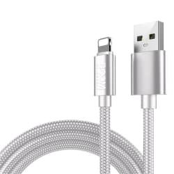 BOOM - Nylon USB till Lightning Kabel, 2.1A, 2M - Vit Vit