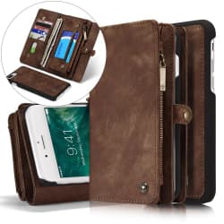 iPhone 7/8 Plus - CASEME 2-i-1 Multifunktionellt Plånboksfodral Brown Brun