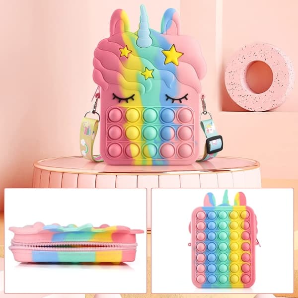 Pop-it Rainbow Unicorn  Väska för flickor