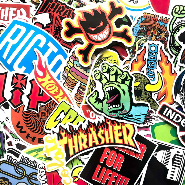 100x Klistermärken - Skateboard multifärg