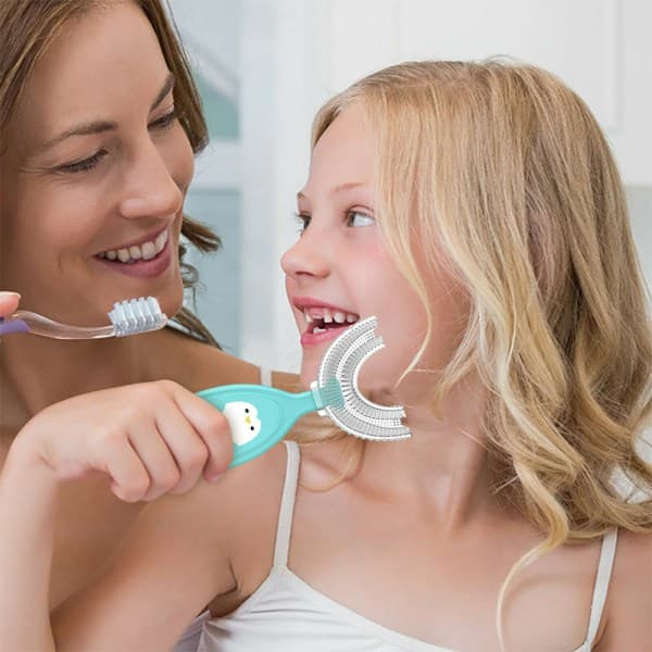 U-formad tandborste för barn 360° grundlig rengöring för åldrarna 2-12 bule S