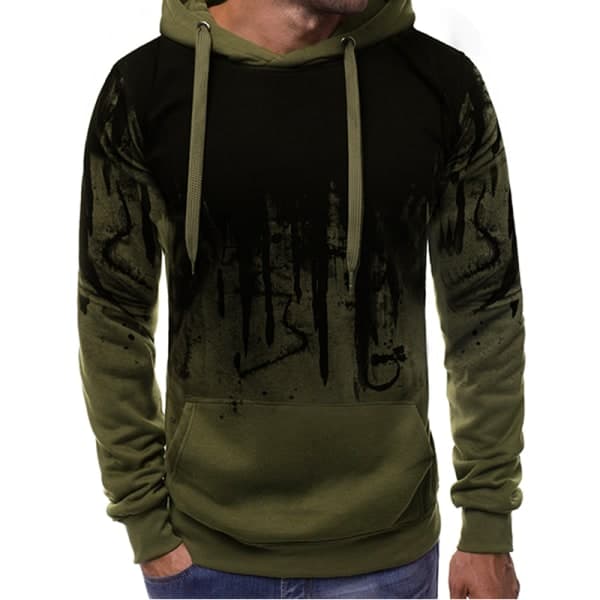 Herr Camouflage Huvtröja Ficka Casual Top Winter Army green M
