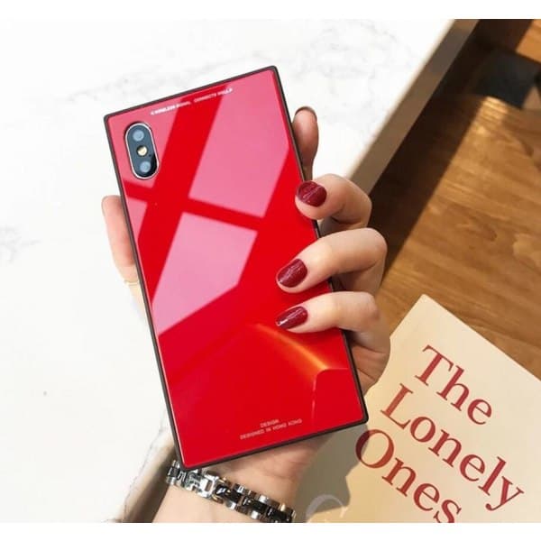 Square Glass Case - iPhone 7+/8+ Röd