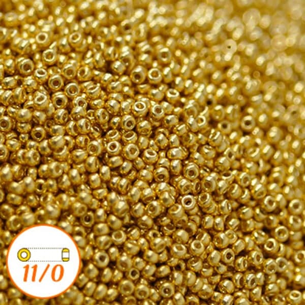 Miyuki seed beads 11/0, duracoat galvanized gold, 10g