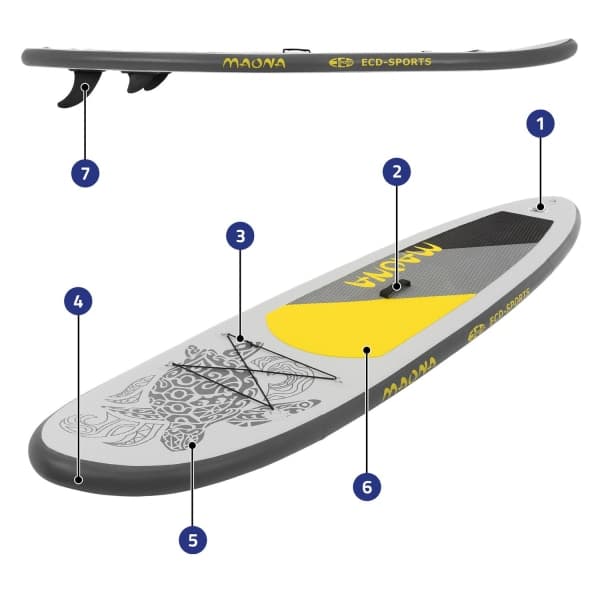 Surfingbräda Stand Up Paddle SUP styrelse Maona paddel ombord grå